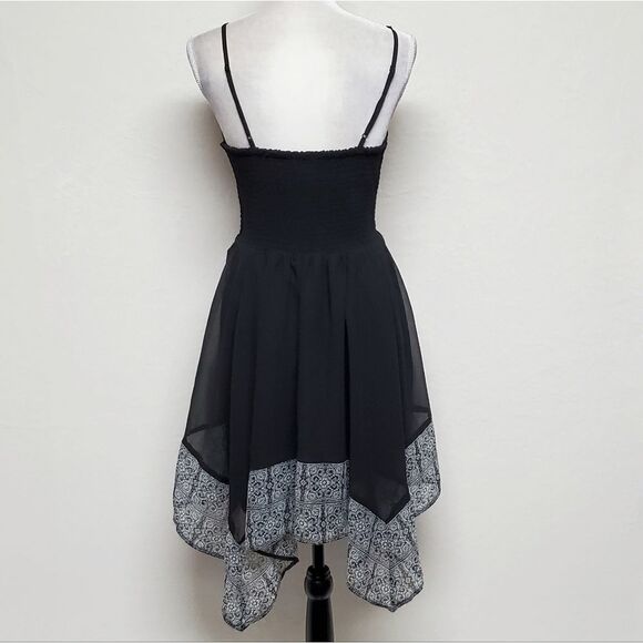 AMERICAN Eagle Outfitters Black Spaghetti Strap Corset Asymmetric Trapeze Dress - Picture 10 of 14